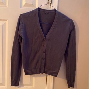 Dusty blue Cardigan; w/ Brown buttons; Never used and in Great shape !